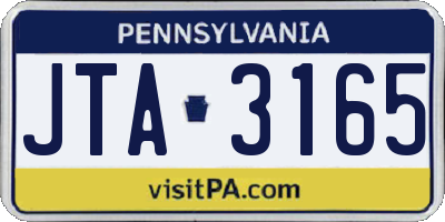 PA license plate JTA3165