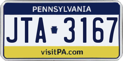 PA license plate JTA3167