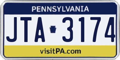 PA license plate JTA3174