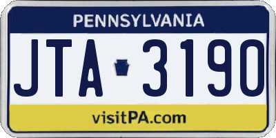 PA license plate JTA3190