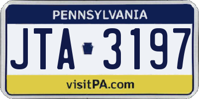 PA license plate JTA3197