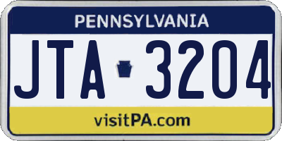 PA license plate JTA3204