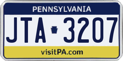 PA license plate JTA3207