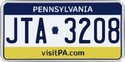 PA license plate JTA3208