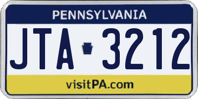 PA license plate JTA3212