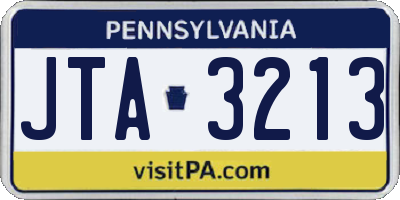 PA license plate JTA3213