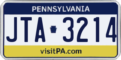 PA license plate JTA3214