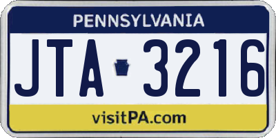 PA license plate JTA3216