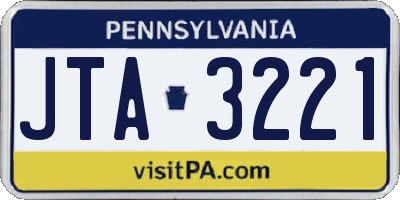PA license plate JTA3221