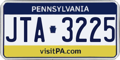 PA license plate JTA3225