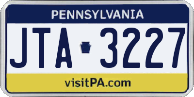 PA license plate JTA3227