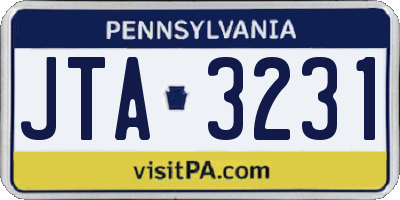 PA license plate JTA3231