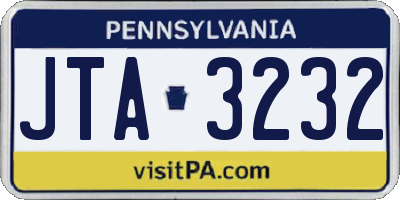 PA license plate JTA3232