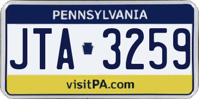 PA license plate JTA3259