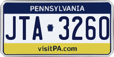 PA license plate JTA3260