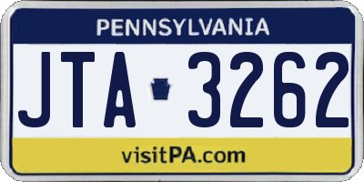 PA license plate JTA3262