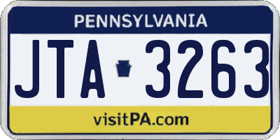 PA license plate JTA3263