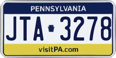 PA license plate JTA3278