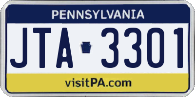 PA license plate JTA3301