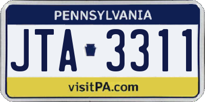 PA license plate JTA3311