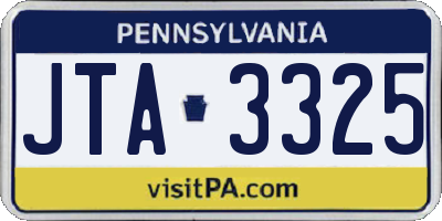 PA license plate JTA3325
