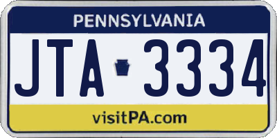PA license plate JTA3334