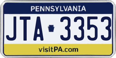 PA license plate JTA3353