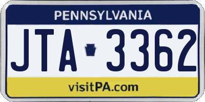 PA license plate JTA3362