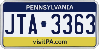 PA license plate JTA3363