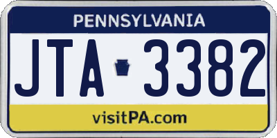 PA license plate JTA3382
