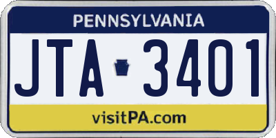 PA license plate JTA3401