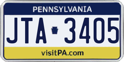 PA license plate JTA3405