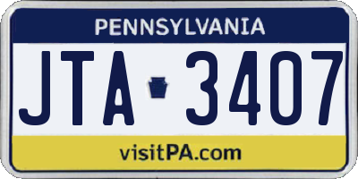 PA license plate JTA3407