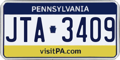 PA license plate JTA3409