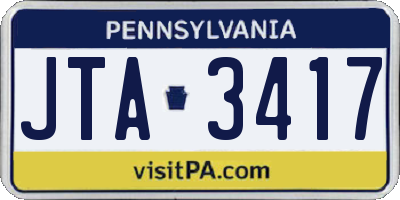 PA license plate JTA3417