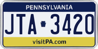 PA license plate JTA3420