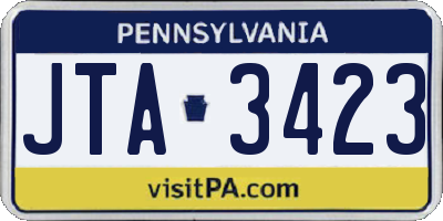 PA license plate JTA3423