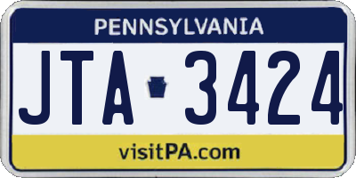 PA license plate JTA3424