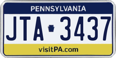 PA license plate JTA3437
