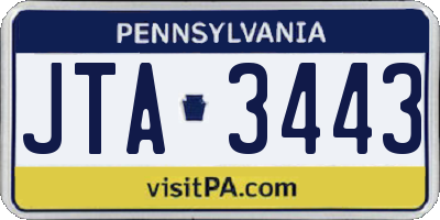 PA license plate JTA3443