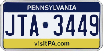 PA license plate JTA3449