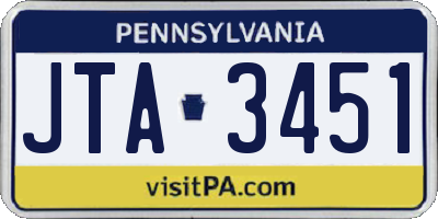 PA license plate JTA3451