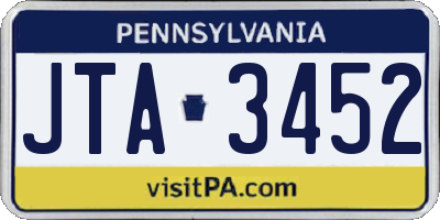 PA license plate JTA3452