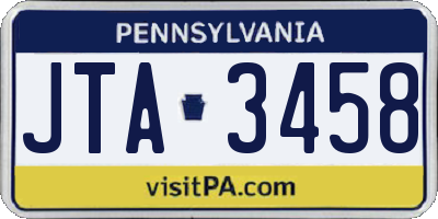 PA license plate JTA3458