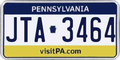 PA license plate JTA3464