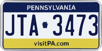 PA license plate JTA3473