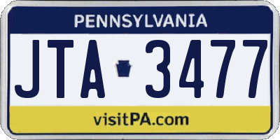 PA license plate JTA3477