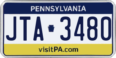 PA license plate JTA3480