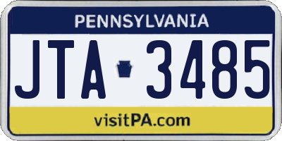 PA license plate JTA3485
