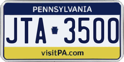PA license plate JTA3500